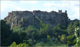 A view of Calcata from across the valley